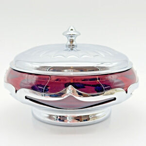 Farber Bros Krome Kraft Chrome Amethyst Glass Candy Dish READ